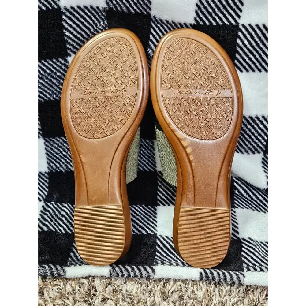 Italian Shoemakers Italy Womens Size 10 Olive Thong Slide Sandals Comfort
